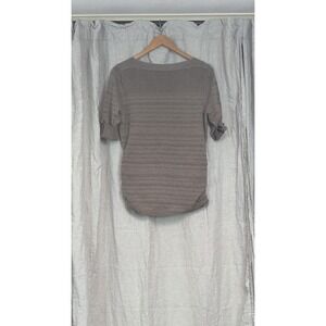 APT. 9 SHADOW-STRIPE RUCHED BOATNECK SWEATER WOMENS SZ MED (8/10) -BROWN casual